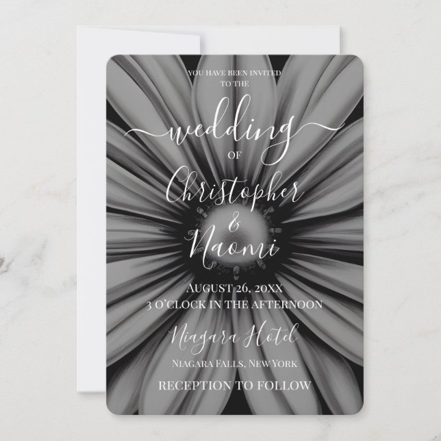 Create Your Own B&W Retro Flower Closeup Invitation (Front)