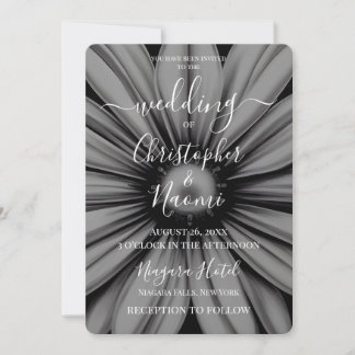 Create Your Own B&W Retro Flower Closeup Invitation