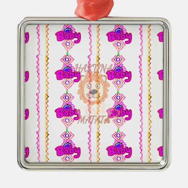 Create Your Own Baby Fun Lion Cub Text Design Metal Ornament (Front)
