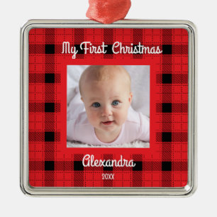 Create Your Own Baby Photos 1st Christmas Metal Ornament