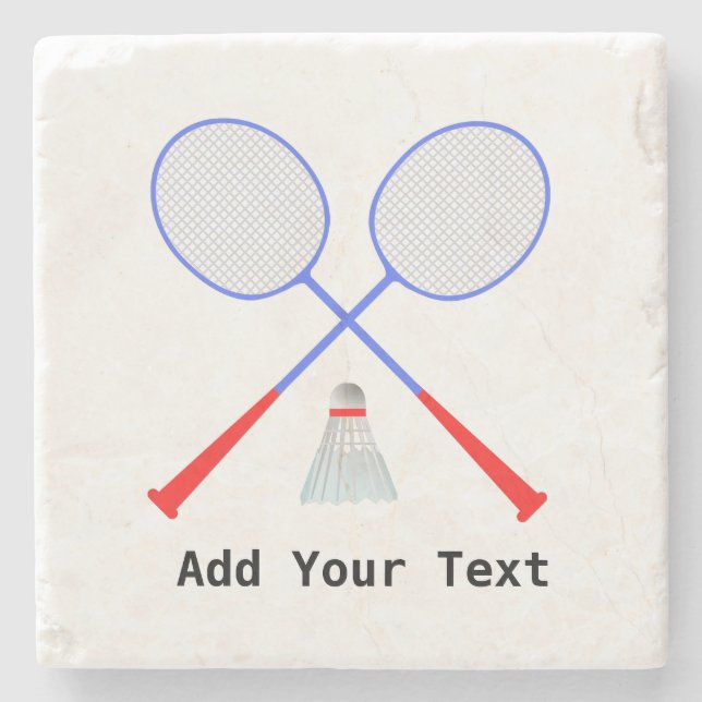 Create Your Own Badminton Player Stone Coaster (Front)