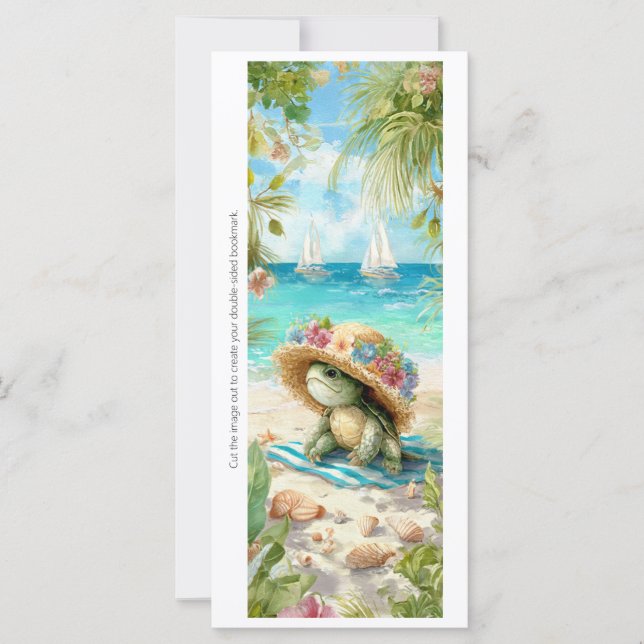 Create Your Own Beach Day Turtle Bookmark Card (Front)