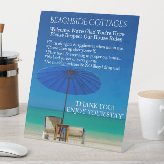 Create Your Own Beach Guest House Rules  Pedestal Sign