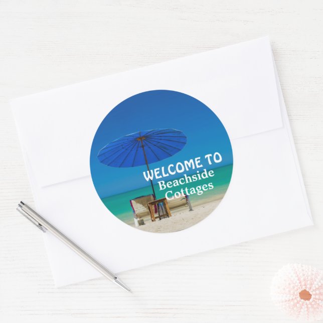 Create Your Own Beach Vacation Rental Welcome Classic Round Sticker (Envelope)