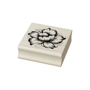 Create Your Own Beautiful Leafy Peony Rubber Stamp