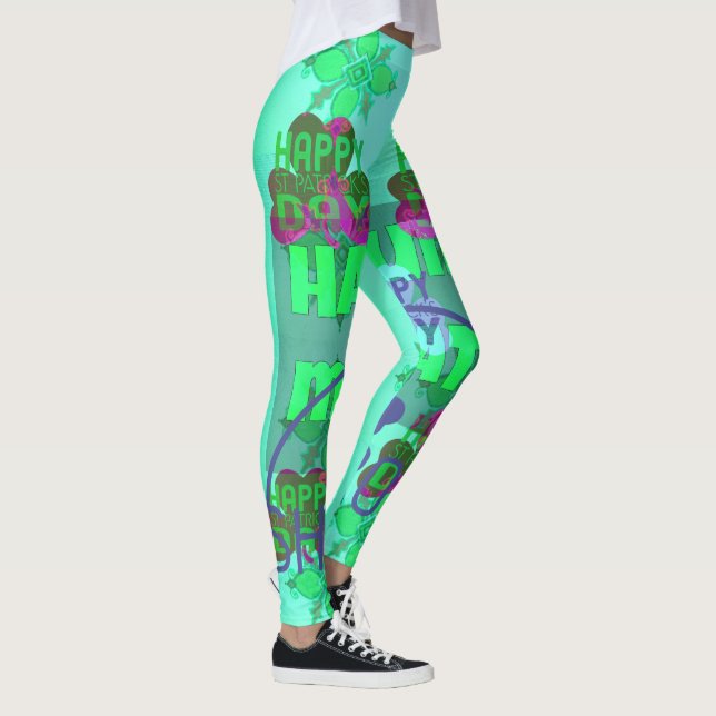 Create your own Beautiful Saint Patrick Text flora Leggings (Right)