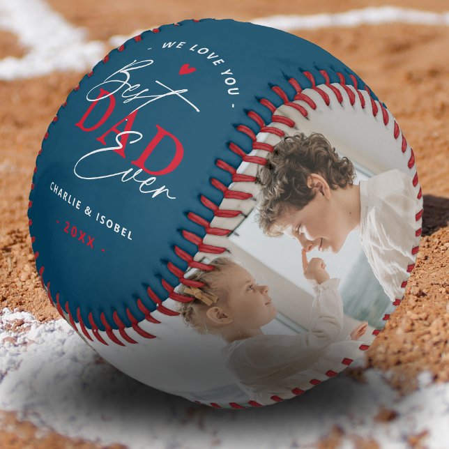 Create Your Own 'Best Dad Ever' 2 Photo Keepsake B Baseball (Creator Uploaded)