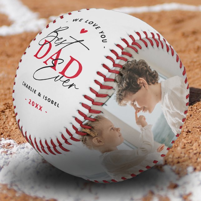 Create Your Own 'Best Dad Ever' 2 Photo Keepsake Baseball (Creator Uploaded)