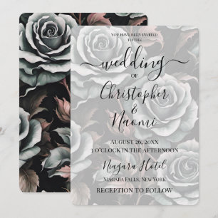 Create Your Own Big Bold Grey Roses Invitation