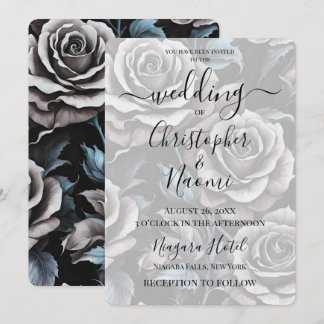 Create Your Own Big Bold Grey Roses Invitation