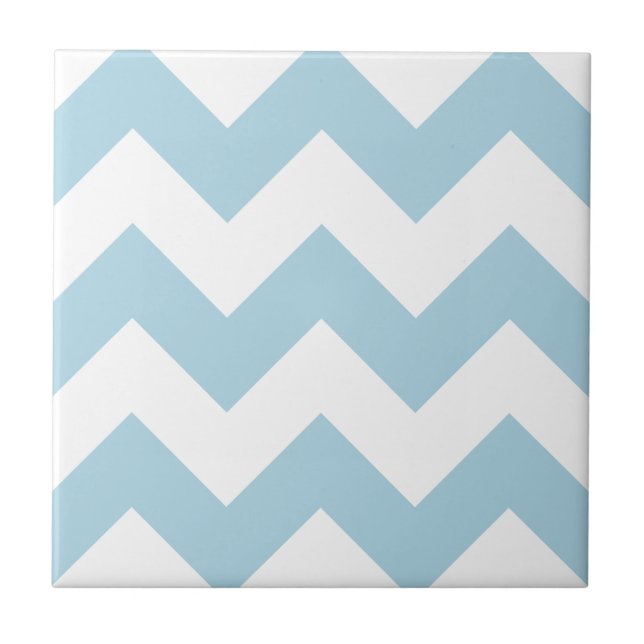 Create Your Own Big Light Blue Zigzag Pattern Tile (Front)