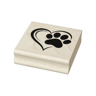 Create Your Own Big Paw Print Heart Animal Lover Rubber Stamp