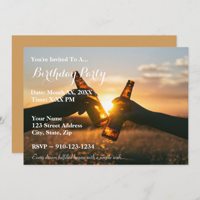 Create Your Own Birthday Beer Party Invitation (Front/Back)