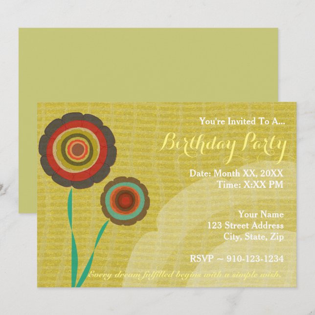 Create Your Own Birthday Party Invitation (Front/Back)
