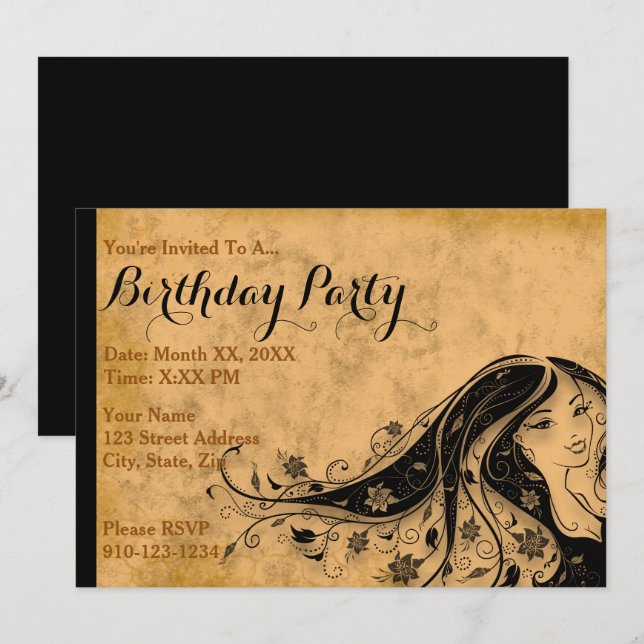 Create Your Own Birthday Party Invitation (Front/Back)