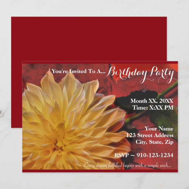 Create Your Own Birthday Party Invitation (Front/Back)