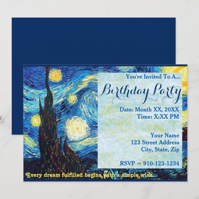 Create Your Own Birthday Party Invitation (Front/Back)
