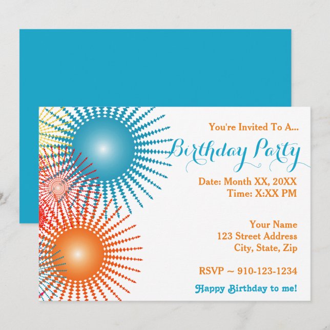 Create Your Own Birthday Party Invitation (Front/Back)