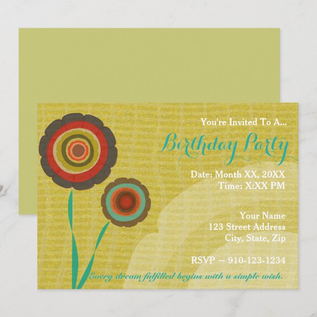 Create Your Own Birthday Party Invitation (Front/Back)