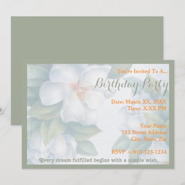 Create Your Own Birthday Party Invitation (Front/Back)