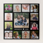 Create Your Own Black 13 Family Photo Collage Jigsaw Puzzle<br><div class="desc">Create your own photo collage jigsaw puzzle with 13 of your favourite pictures on a black background.Personalize with family name and established date. The family photo collage jigsaw puzzle is perfect for solo or family time activity. Jigsaw puzzles help you relax and relieve your stress. The latest trend in self...</div>