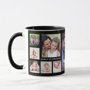 Create Your Own Black 13 Photo Collage Family Name Mug