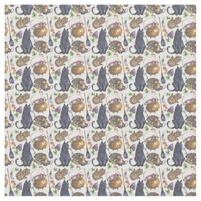Create Your Own Black Cat Tarot Magic Fabric (Close Up)