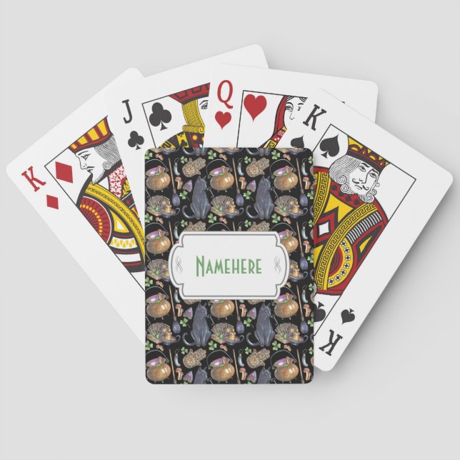 Create Your Own Black Cat Tarot Magic Playing Cards (Back)