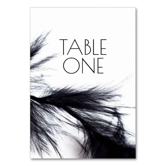 Create Your Own - Black Feather Effect Table Number (Front)
