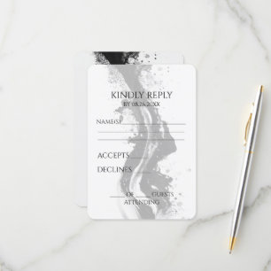 Create Your Own Black Flowing Ink Spill RSVP Card