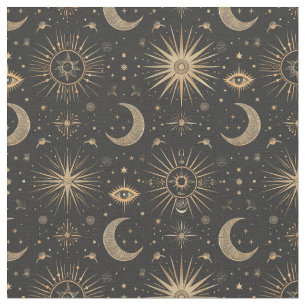 Create Your Own Black & Gold Celestial Magical Eye Fabric