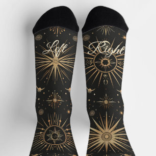 Create Your Own Black & Gold Celestial Magical Eye Socks