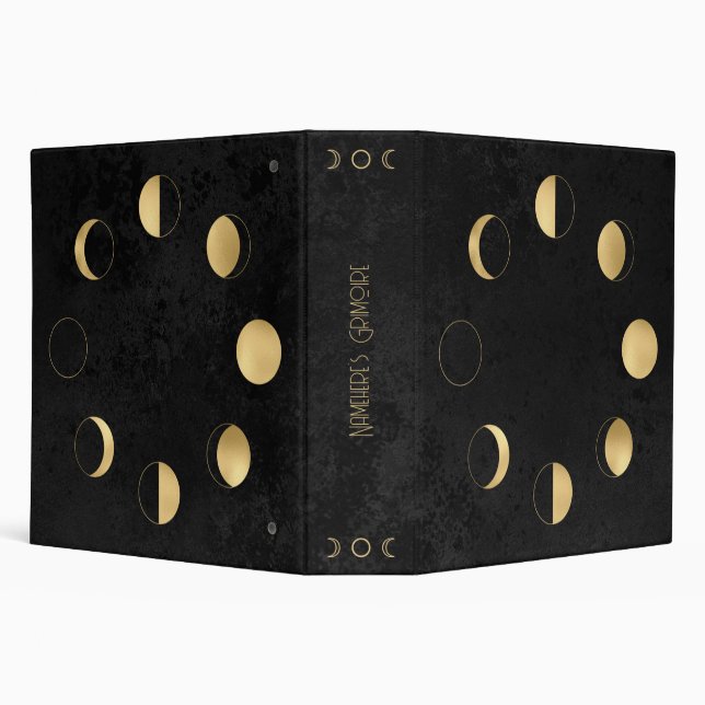 Create Your Own Black & Gold Celestial Moon Phases Binder (Background)