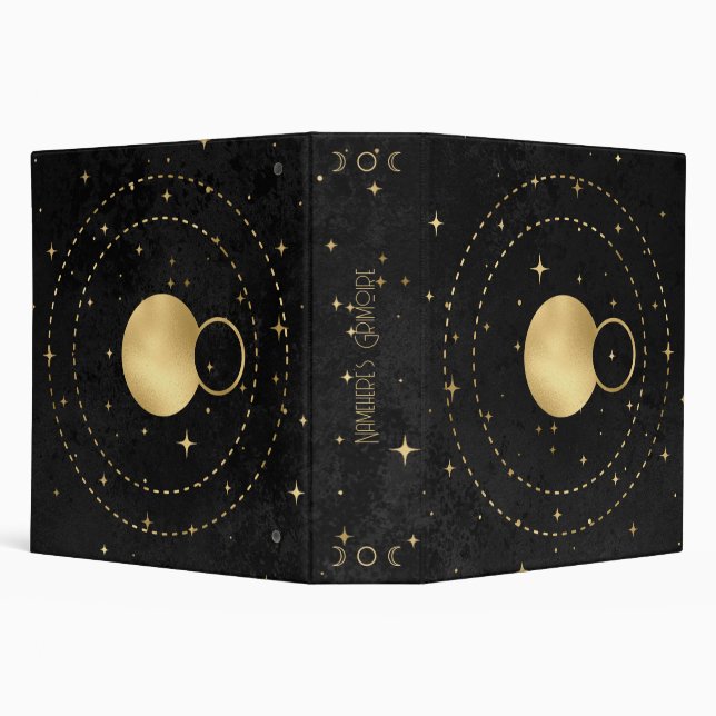 Create Your Own Black & Gold Celestial Planets Binder (Background)