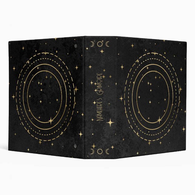 Create Your Own Black & Gold Celestial Rings Binder (Background)
