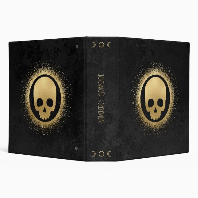 Create Your Own Black & Gold Celestial Skull Binder (Background)