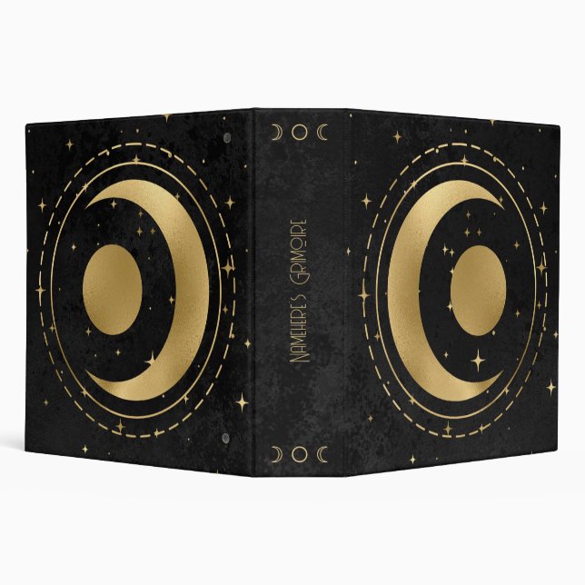 Create Your Own Black & Gold Crescent Moon Planet Binder (Background)