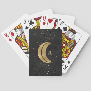 Create Your Own Black & Gold Double Crescent Moon Playing Cards