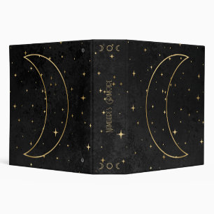 Create Your Own Black & Gold Elegant Crescent Moon Binder