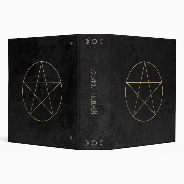 Create Your Own Black & Gold Elegant Pentacle Binder (Background)