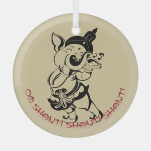Create Your Own Black & Gold Ganesh Flute Glass Ornament