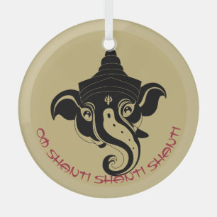 Create Your Own Black & Gold Ganesh Glass Ornament