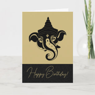 Create Your Own Black & Gold Ganesh Holiday Card