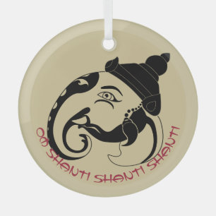 Create Your Own Black & Gold Ganesh Profile Glass Ornament