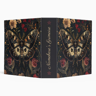 Create Your Own Black Gold Moth Berry Red Floral Binder
