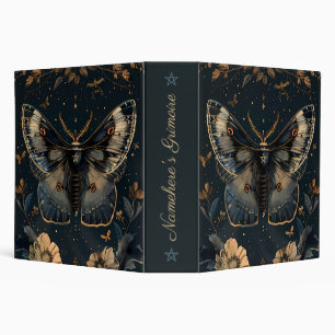 Create Your Own Black Gold Moth Cadet Blue Floral Binder