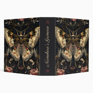 Create Your Own Black Gold Moth Cherry Red Floral Binder