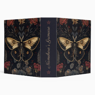 Create Your Own Black Gold Moth Crimson Floral Binder