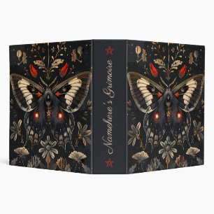 Create Your Own Black Gold Moth Red Floral Binder