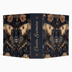 Create Your Own Black Gold Moth Taupe Floral Binder